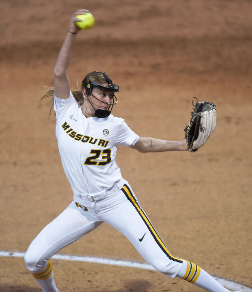Missouri's Jordan Weber pitches the ball